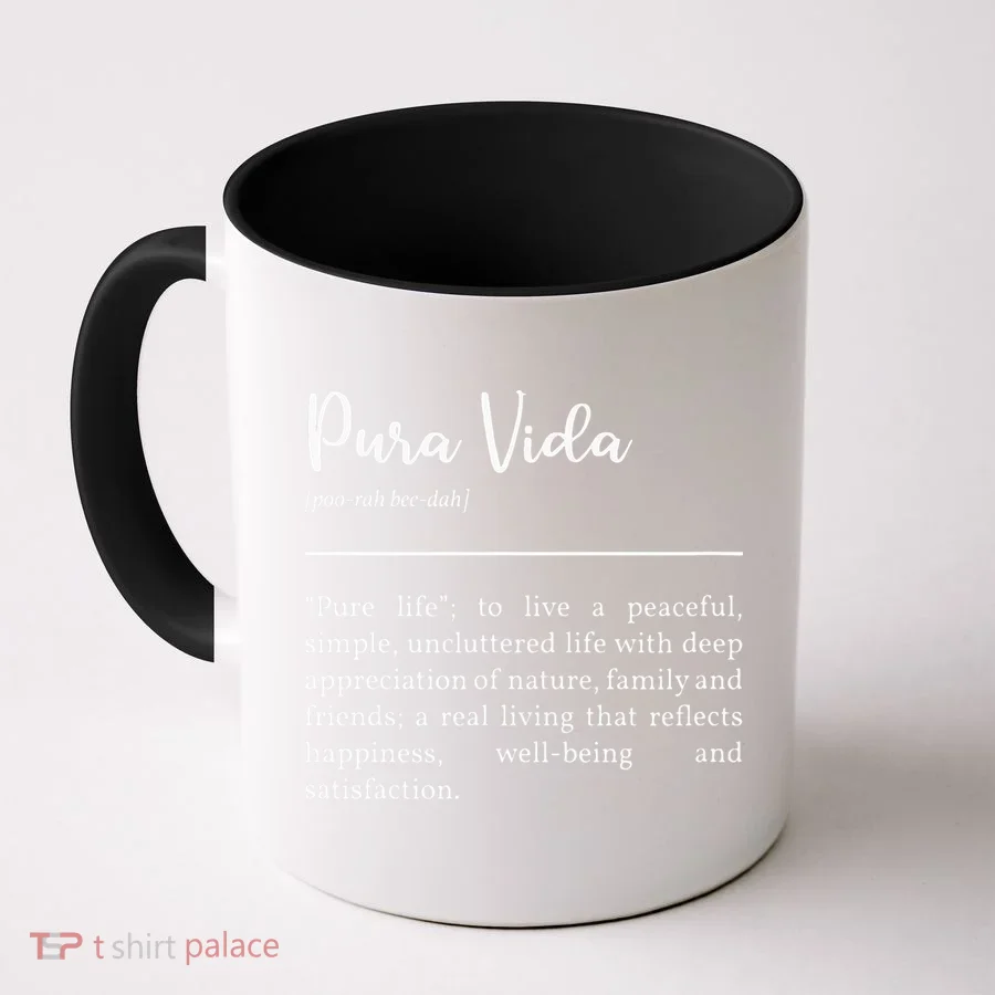 Pura Vida Definition In White Typographic Coffee Mug