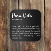 Pura Vida Definition In White Typographic Coaster thumb 0