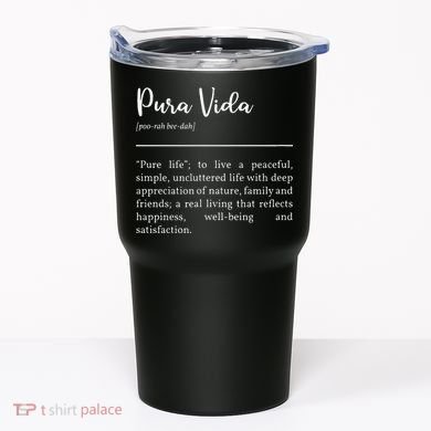 Pura Vida Definition In White Typographic Tumbler
