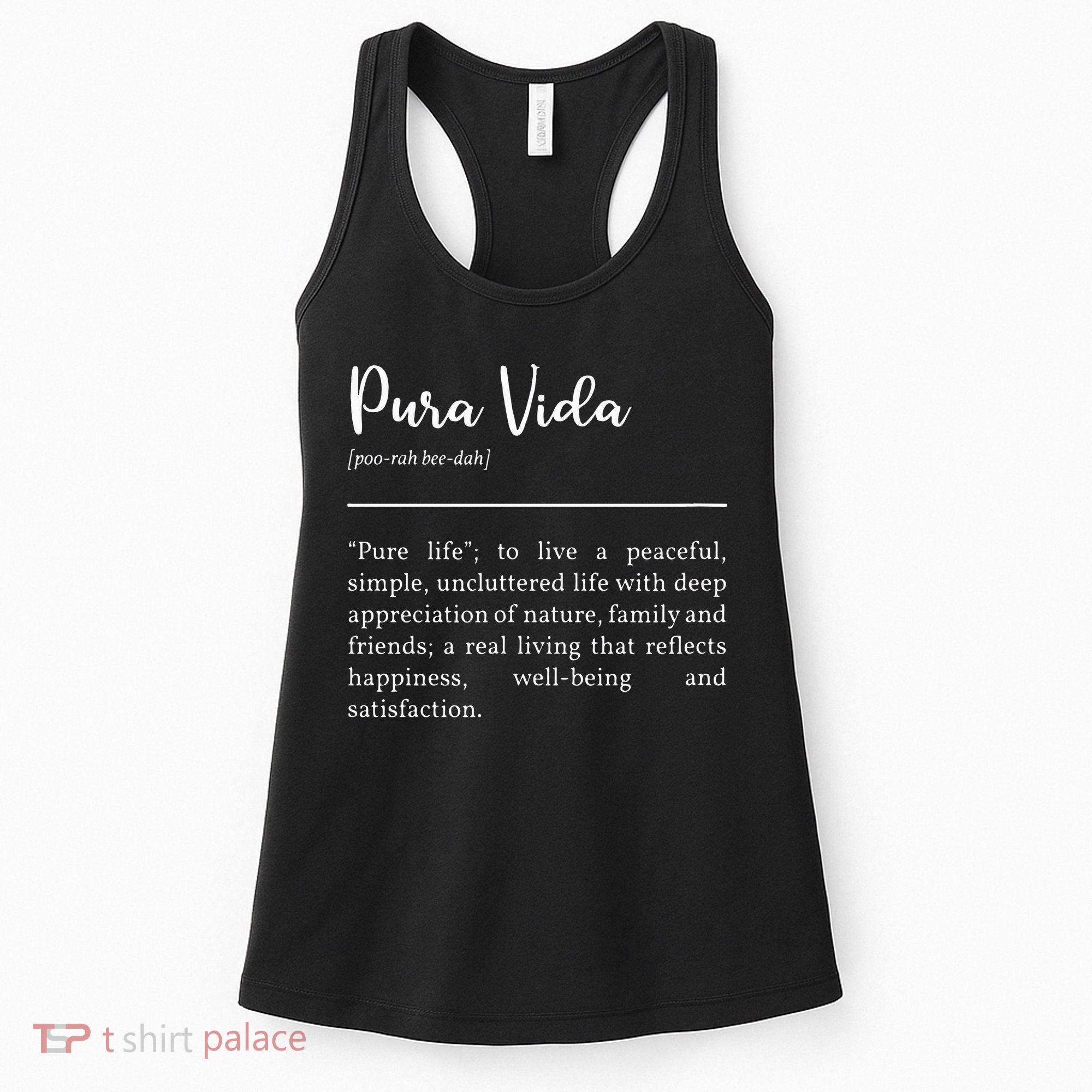 Pura Vida Definition In White Typographic Women's Tank Top