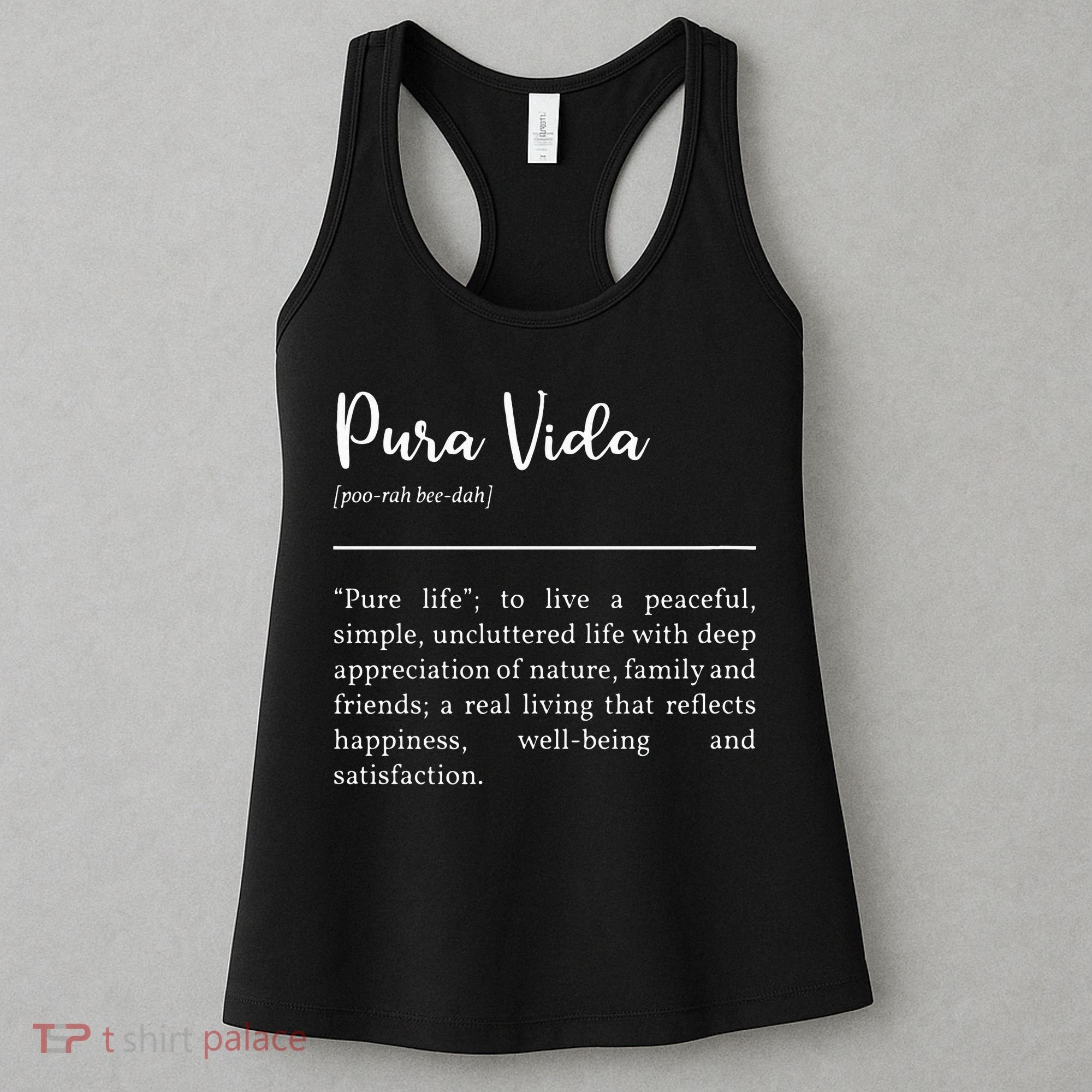 Pura Vida Definition In White Typographic Women's Tank Top