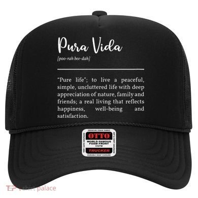 Pura Vida Definition In White Typographic Hat