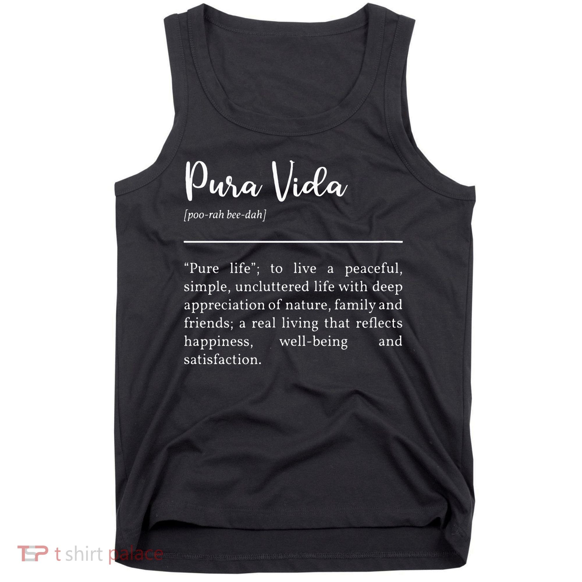Pura Vida Definition In White Typographic Tank Top