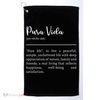 Pura Vida Definition In White Typographic Golf Towel