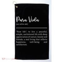 Pura Vida Definition In White Typographic Golf Towel thumb 0
