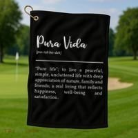 Pura Vida Definition In White Typographic Golf Towel thumb 1