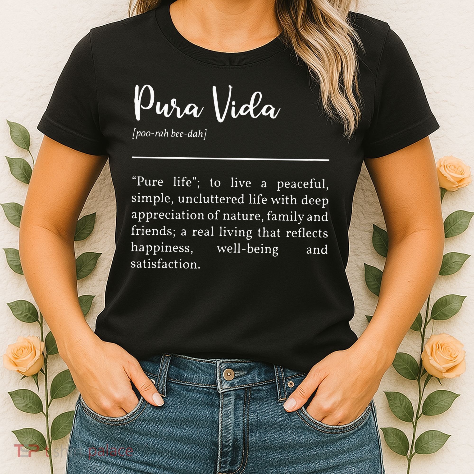 Pura Vida Definition In White Typographic Women's T-Shirt