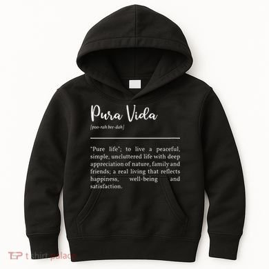 Pura Vida Definition In White Typographic Kids Hoodie