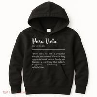 Pura Vida Definition In White Typographic Kids Hoodie thumb 0