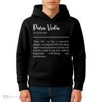 Pura Vida Definition In White Typographic Kids Hoodie thumb 4