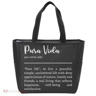 Pura Vida Definition In White Typographic Tote Bag