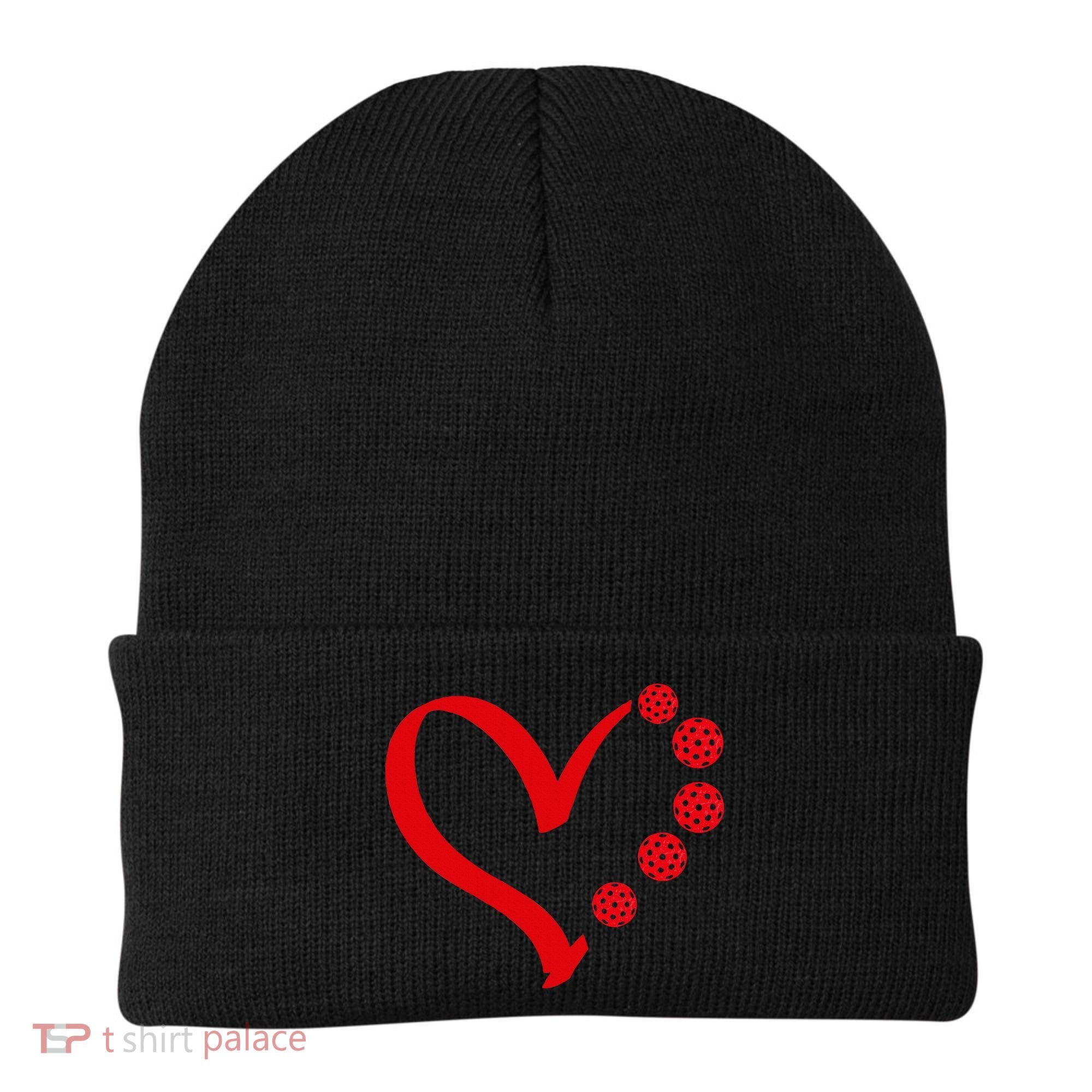 Pickleball Valentine Day Heart Pickleball Beanie
