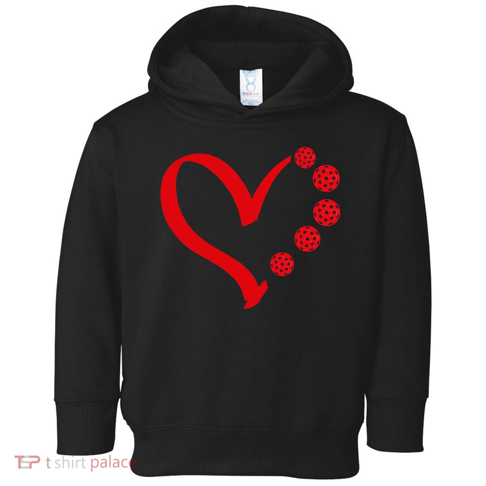 Pickleball Valentine Day Heart Pickleball Toddler Hoodie
