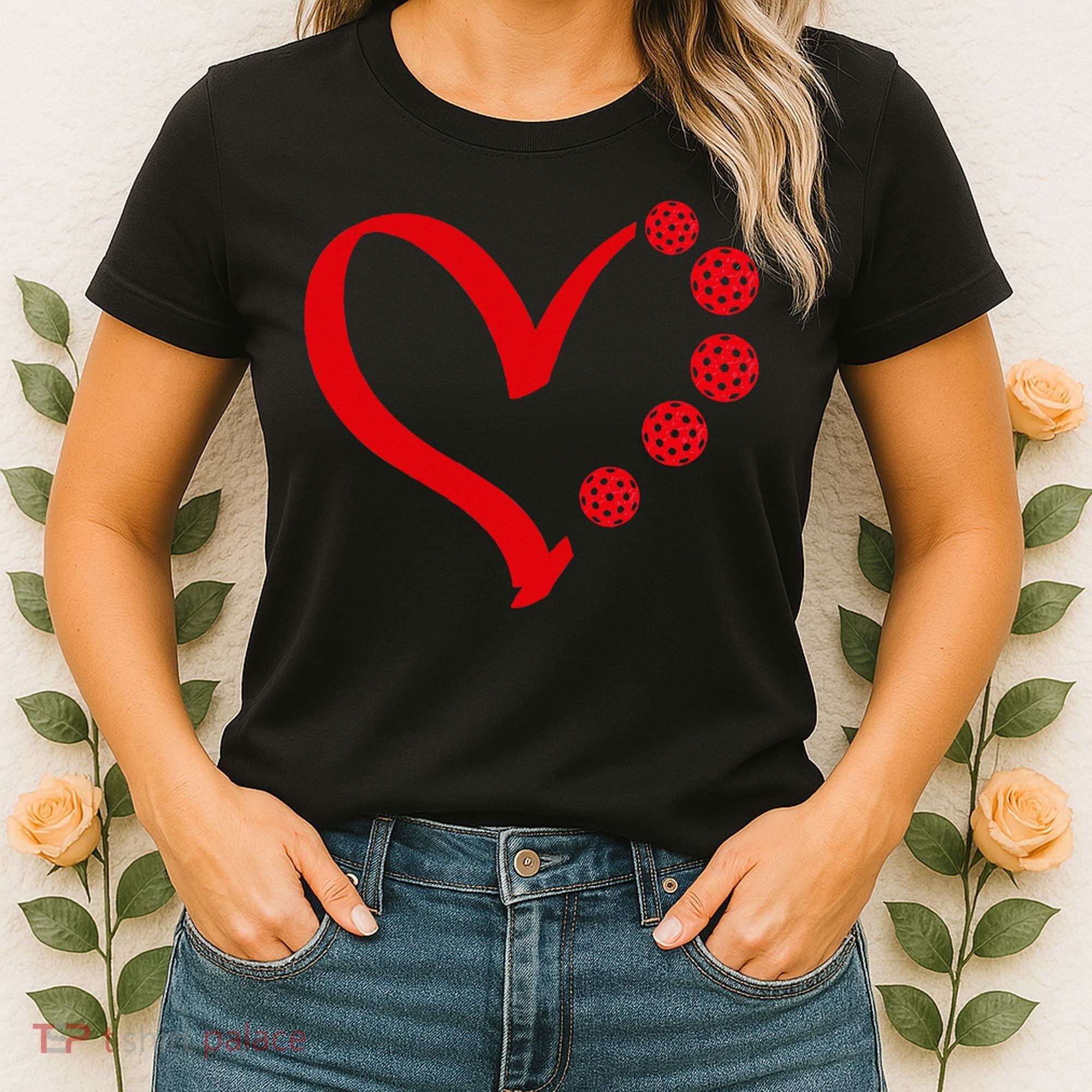 Pickleball Valentine Day Heart Pickleball Women's T-Shirt