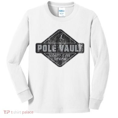 Pole Vault Distressed Vintage Look Pole Vaulting Kids Long Sleeve Shirt