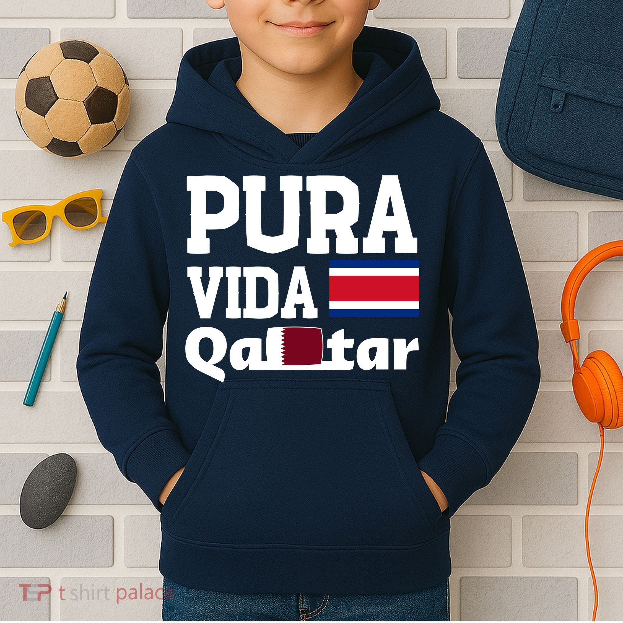 Pura Vida En Qatar 22 Costa Rica Kids Hoodie