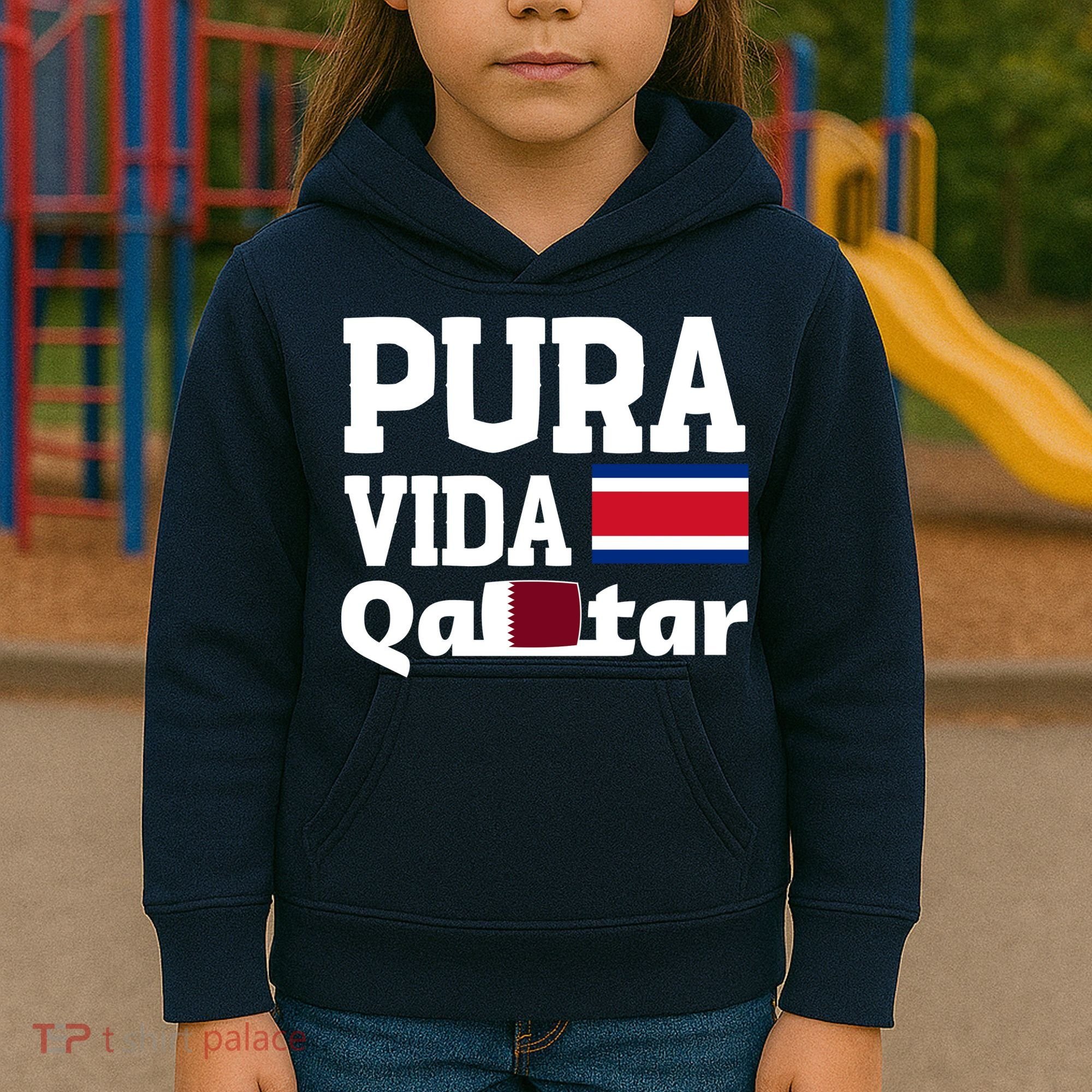 Pura Vida En Qatar 22 Costa Rica Kids Hoodie