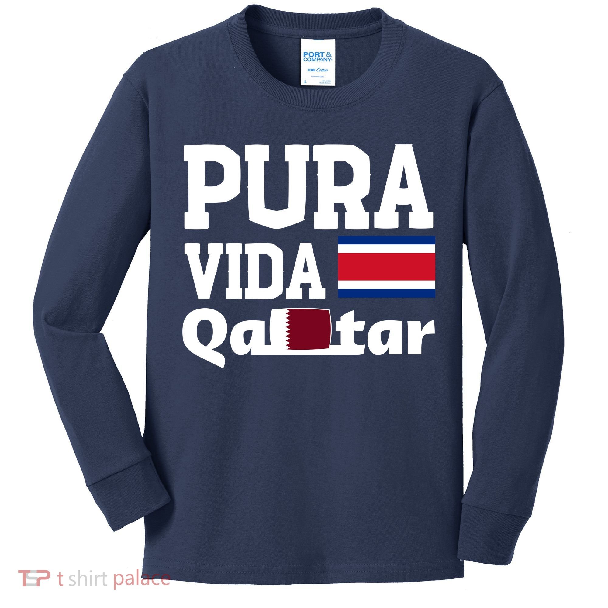 Pura Vida En Qatar 22 Costa Rica Kids Long Sleeve Shirt