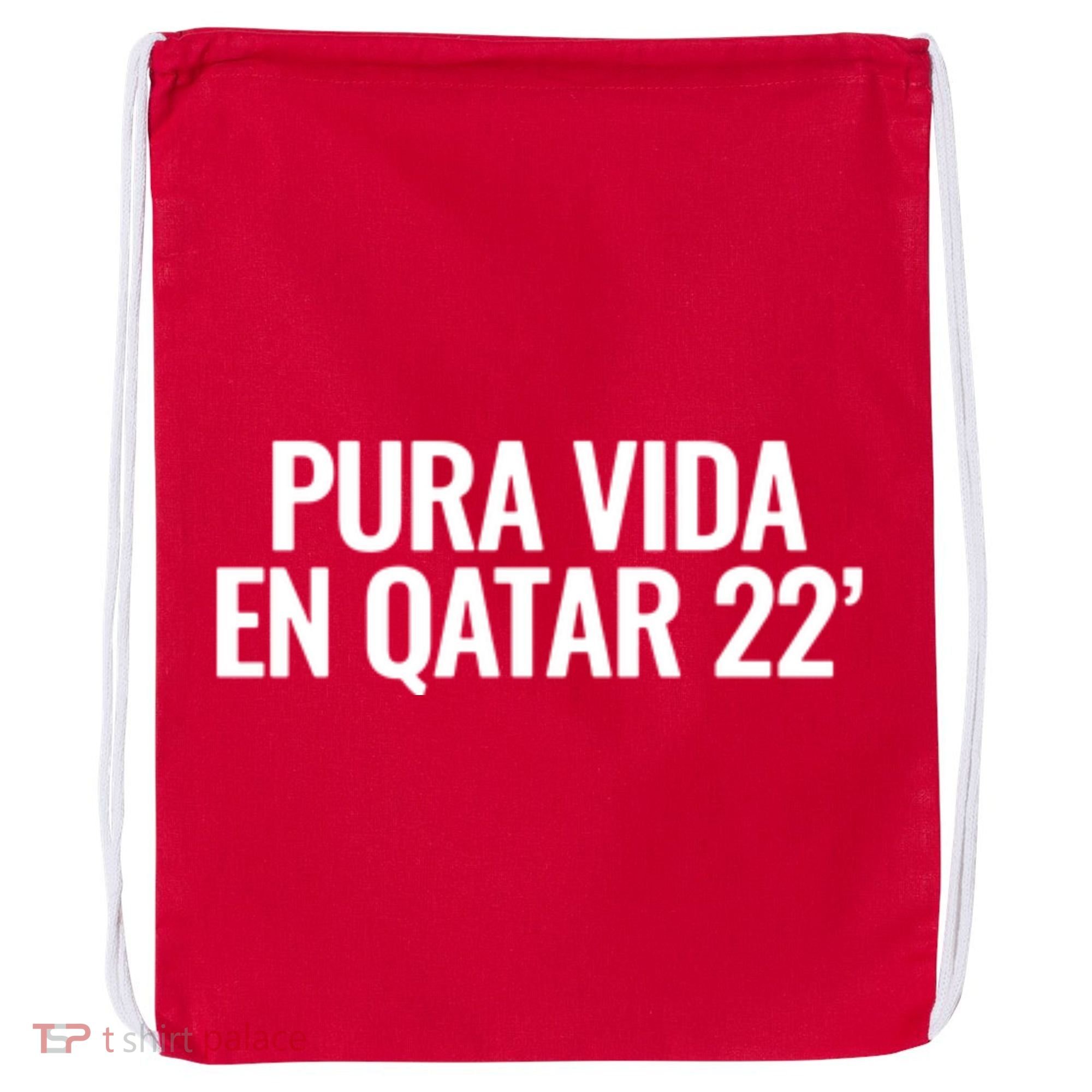 Pura Vida En Qatar 22 Costa Rica Drawstring Bag