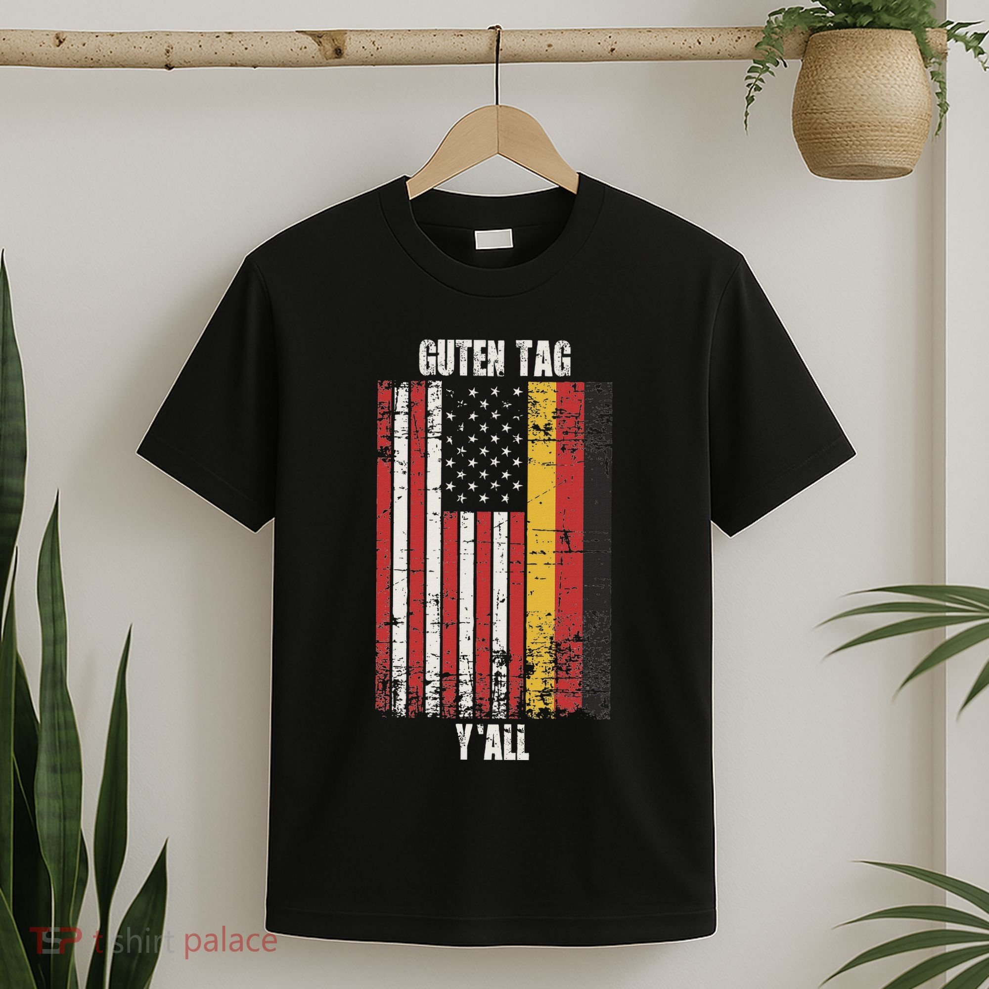 Patriotic Vintage German American Flag Guten Tag YAll T-Shirt