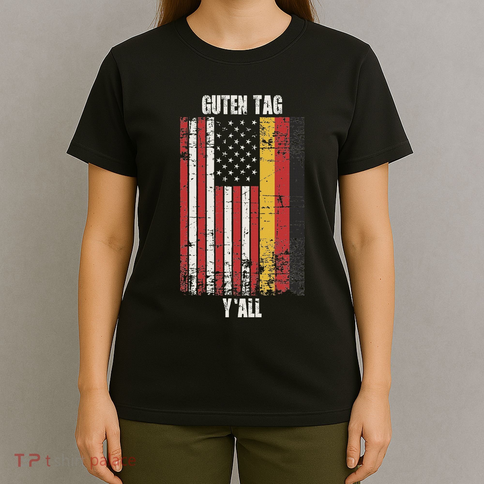 Patriotic Vintage German American Flag Guten Tag YAll T-Shirt