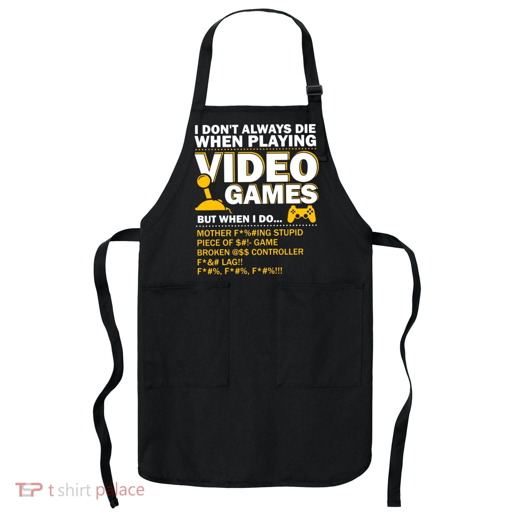 Playing Video Games Gamer Shirt Funny Gaming Console Gamer Apron