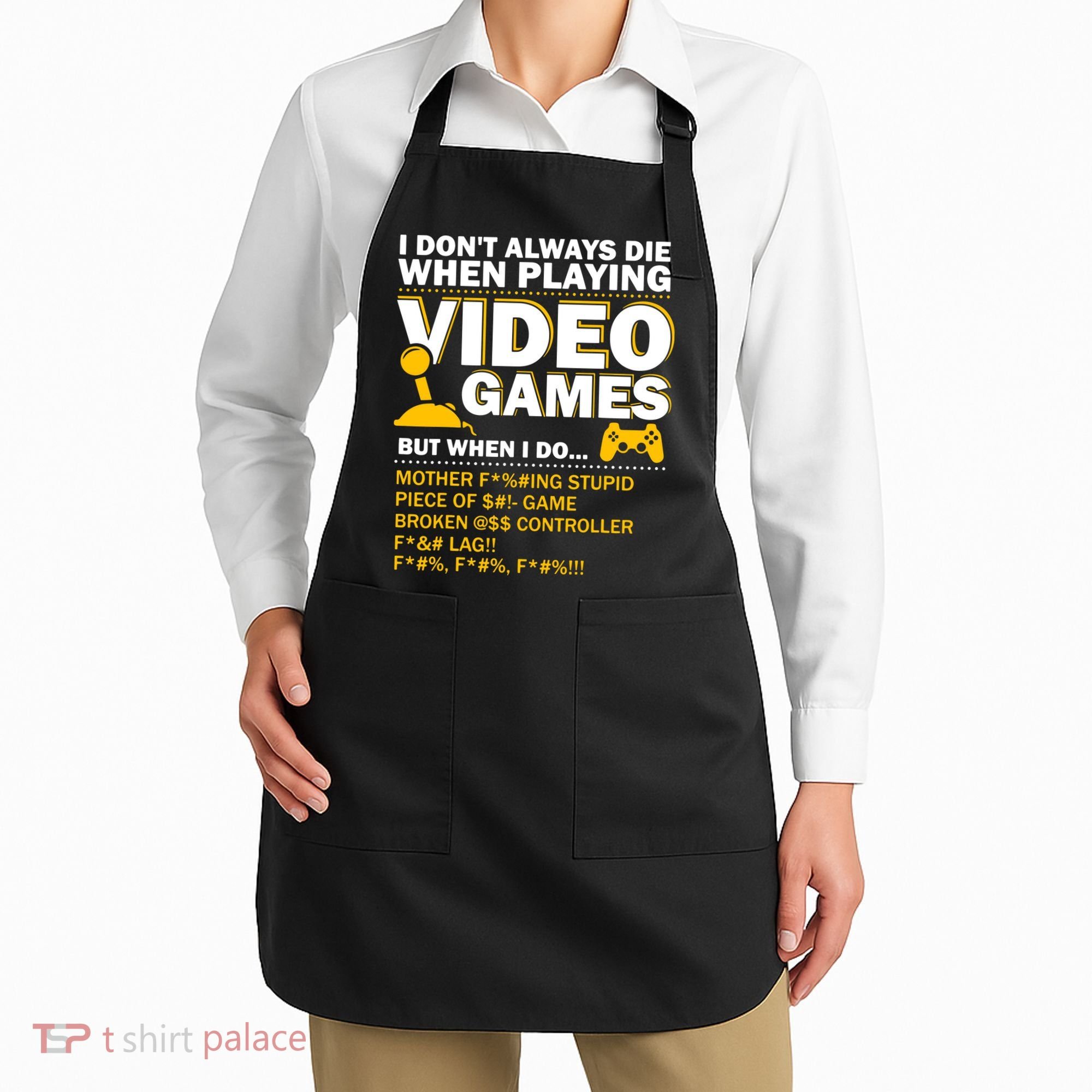 Playing Video Games Gamer Shirt Funny Gaming Console Gamer Apron