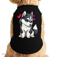 Pomsky Valentine Husky and Pomeranian Puppy With Hearts Doggie Tank thumb 0