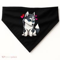 Pomsky Valentine Husky and Pomeranian Puppy With Hearts USA-Made Doggie Bandana thumb 0