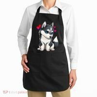 Pomsky Valentine Husky and Pomeranian Puppy With Hearts Apron thumb 2