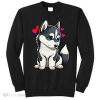 Pomsky Valentine Husky and Pomeranian Puppy With Hearts Sweatshirt thumb 0