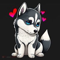 Pomsky Valentine Husky and Pomeranian Puppy With Hearts Sweatshirt thumb 3
