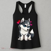 Pomsky Valentine Husky and Pomeranian Puppy With Hearts Women's Tank Top thumb 3