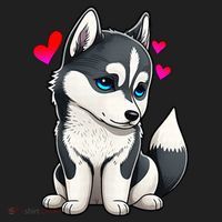Pomsky Valentine Husky and Pomeranian Puppy With Hearts Hat thumb 2