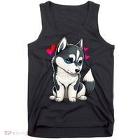 Pomsky Valentine Husky and Pomeranian Puppy With Hearts Tank Top thumb 0