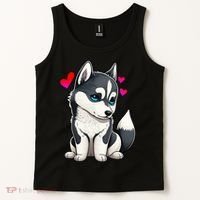 Pomsky Valentine Husky and Pomeranian Puppy With Hearts Tank Top thumb 2