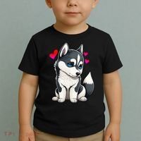 Pomsky Valentine Husky and Pomeranian Puppy With Hearts Toddler T-Shirt thumb 2