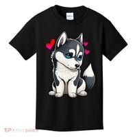 Pomsky Valentine Husky and Pomeranian Puppy With Hearts Kids T-Shirt thumb 0