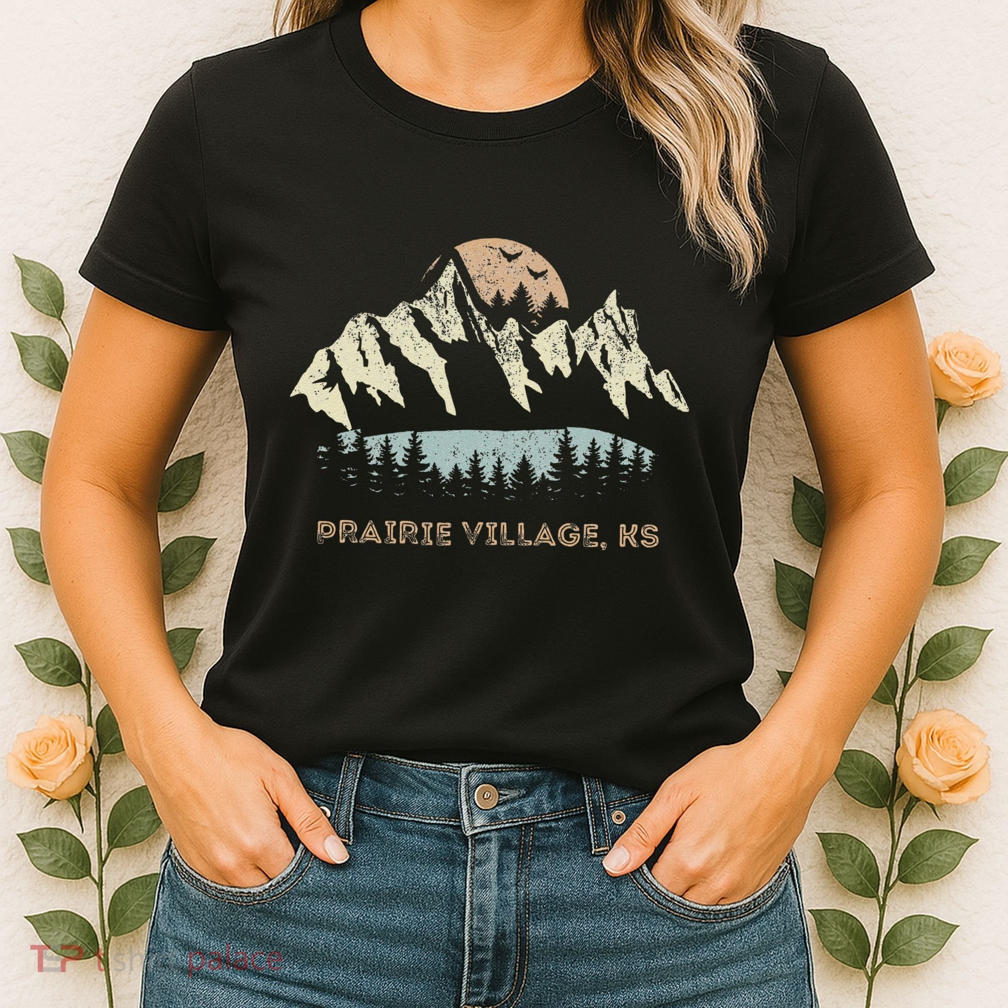 Prairie Village Kansas Mountain Sunset Sunrise Ks Women's T-Shirt