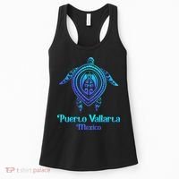 Puerto Vallarta Mexico Souvenirs Tropical Blue Sea Turtle Women's Tank Top thumb 0