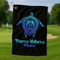 Puerto Vallarta Mexico Souvenirs Tropical Blue Sea Turtle Golf Towel thumb 1