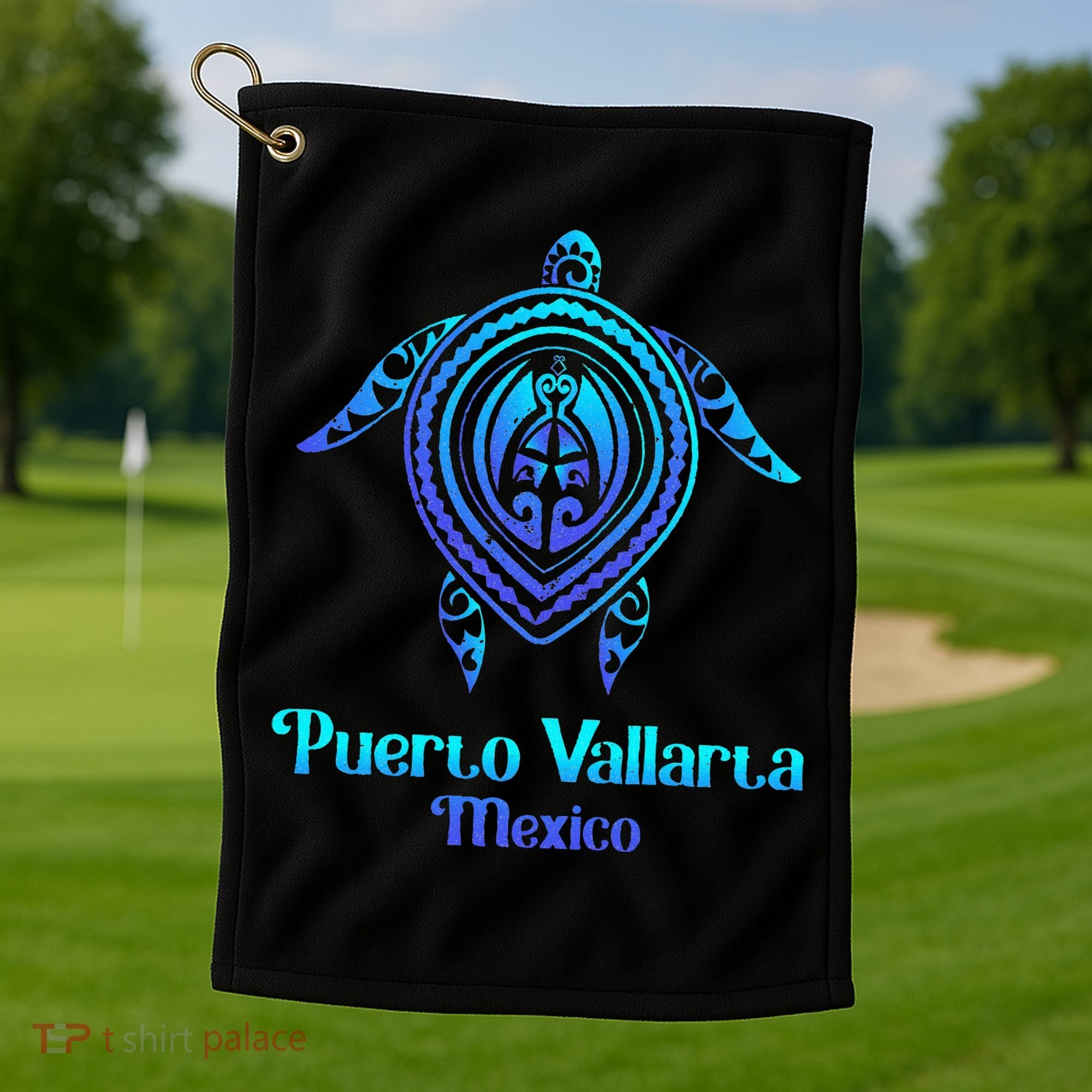 Puerto Vallarta Mexico Souvenirs Tropical Blue Sea Turtle Golf Towel