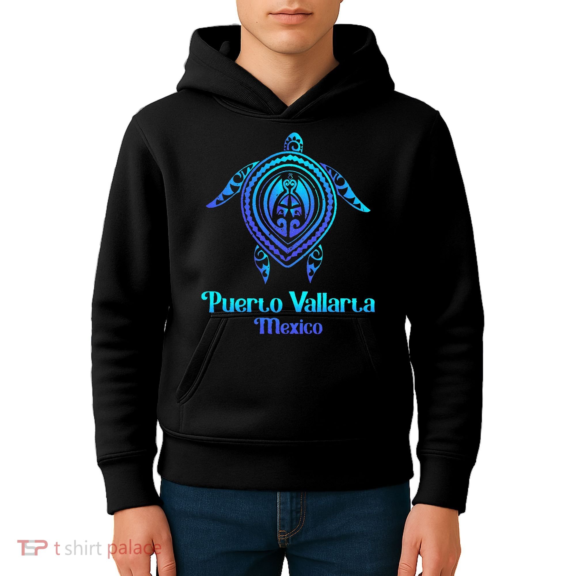 Puerto Vallarta Mexico Souvenirs Tropical Blue Sea Turtle Kids Hoodie