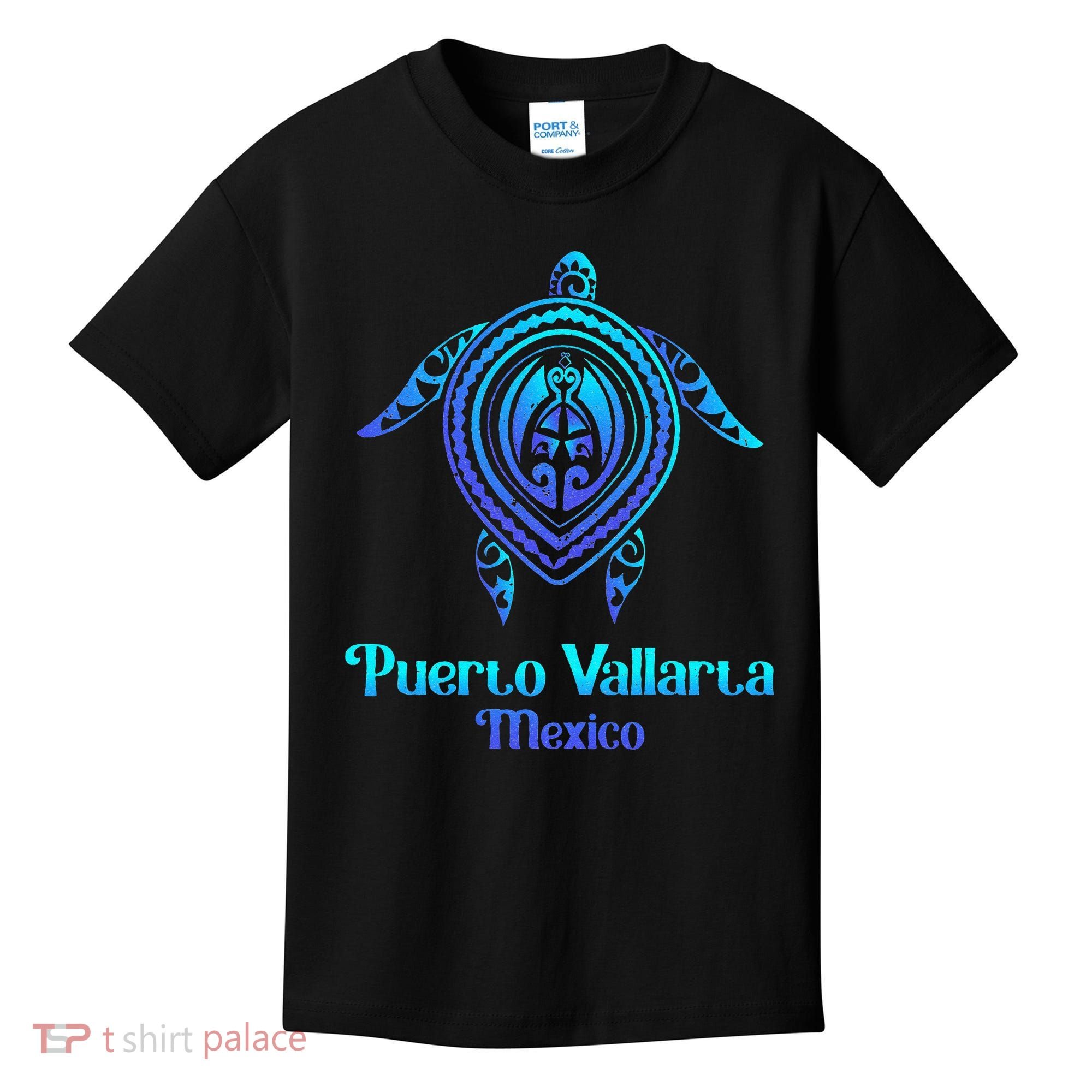 Puerto Vallarta Mexico Souvenirs Tropical Blue Sea Turtle Kids T-Shirt