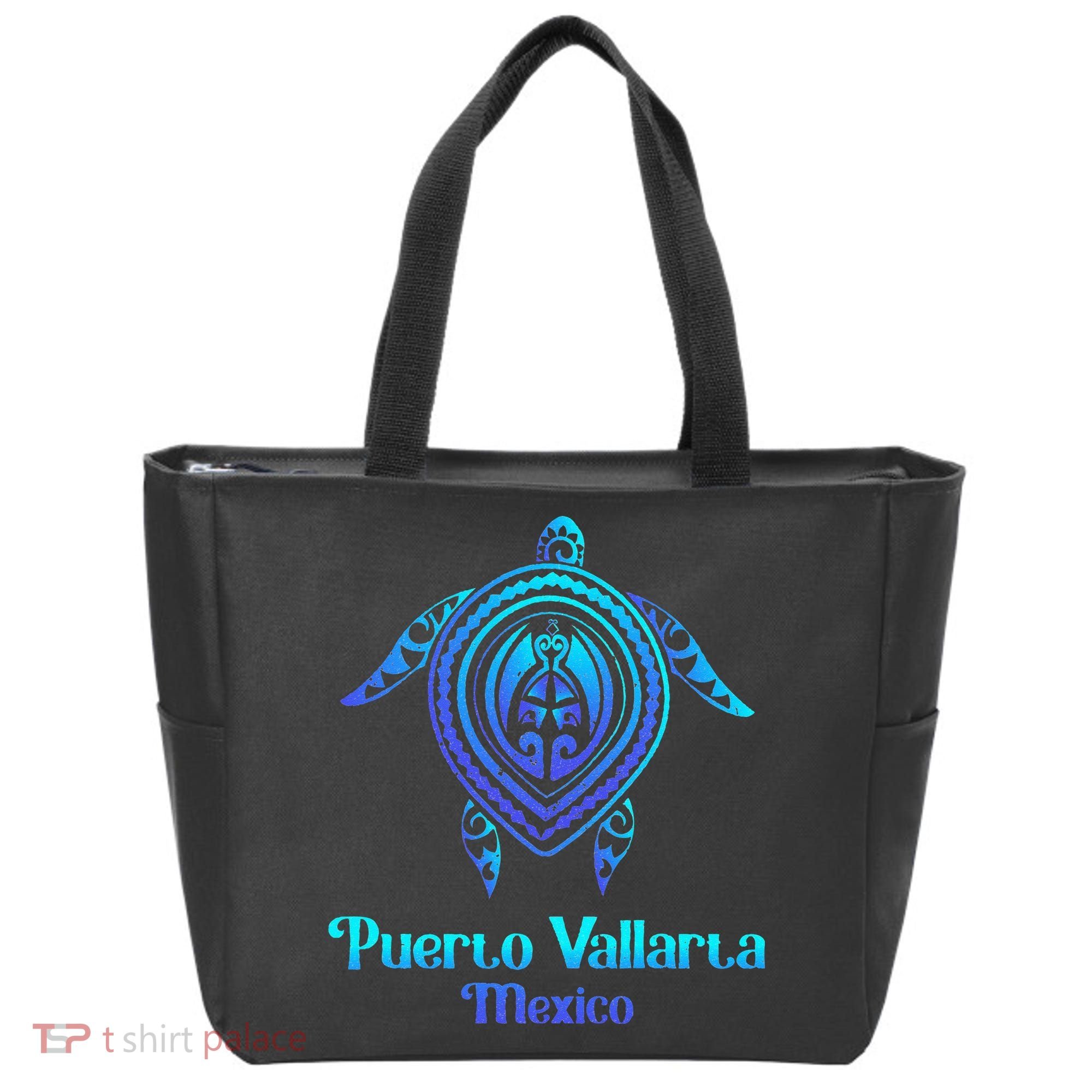 Puerto Vallarta Mexico Souvenirs Tropical Blue Sea Turtle Tote Bag