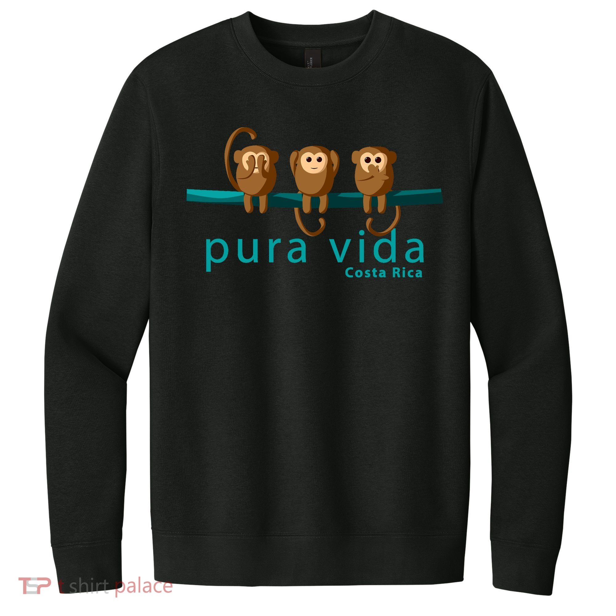 Pura Vida Monkeys Costa Rica V.I.T. Fleece Crew Sweatshirt
