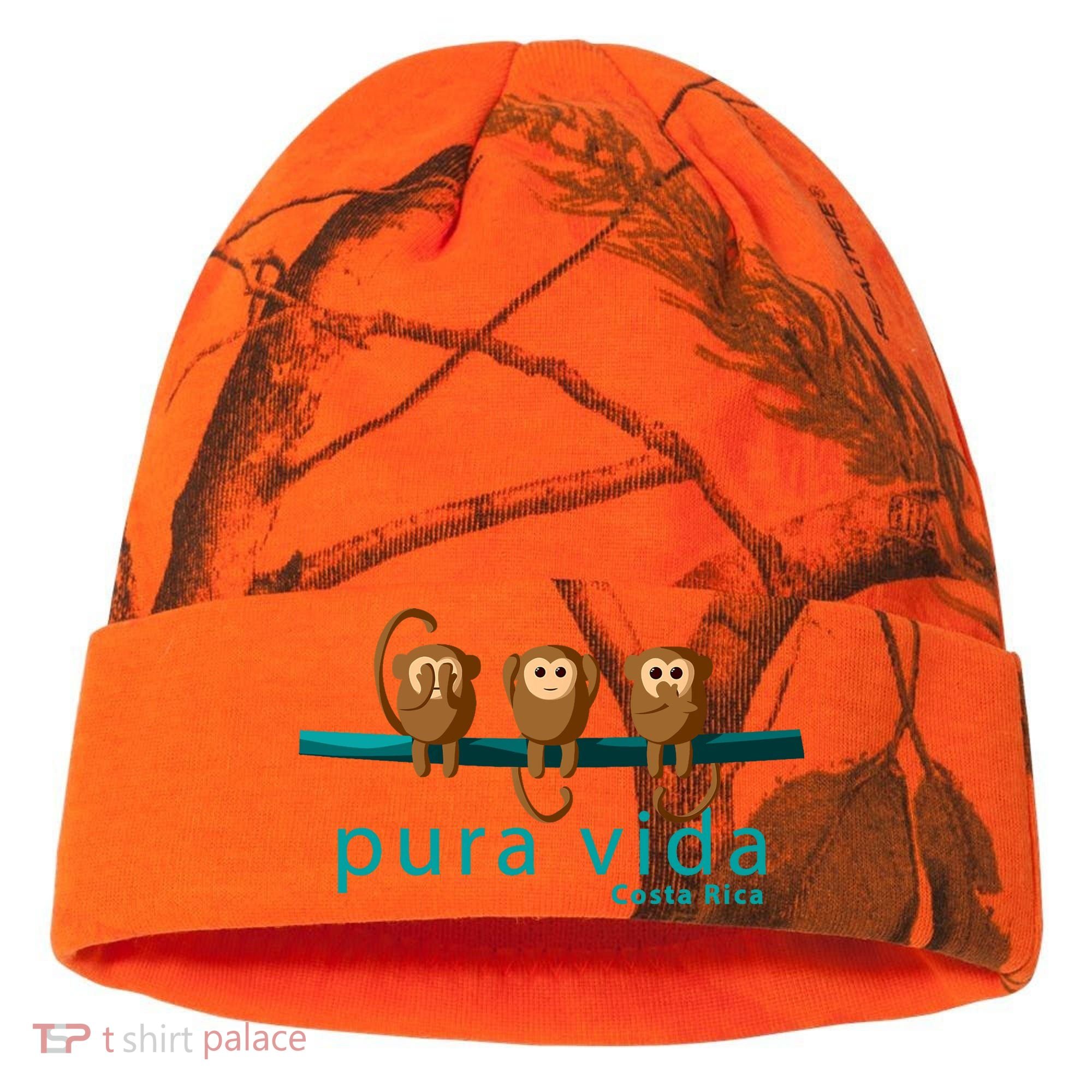 Pura Vida Monkeys Costa Rica Kati Licensed 12" Camo Cuffed Beanie
