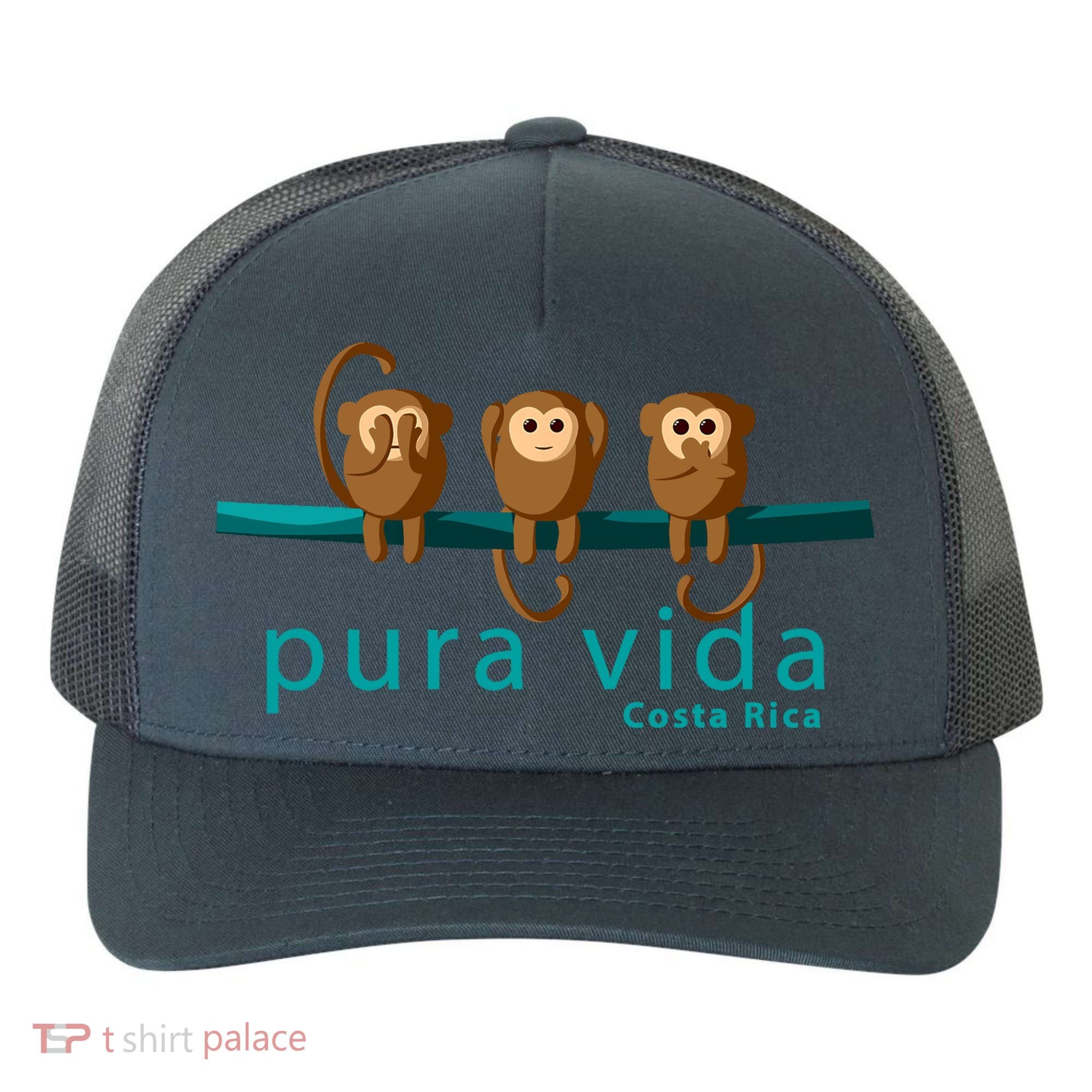 Pura Vida Monkeys Costa Rica Yupoong Adult 5-Panel Trucker Hat