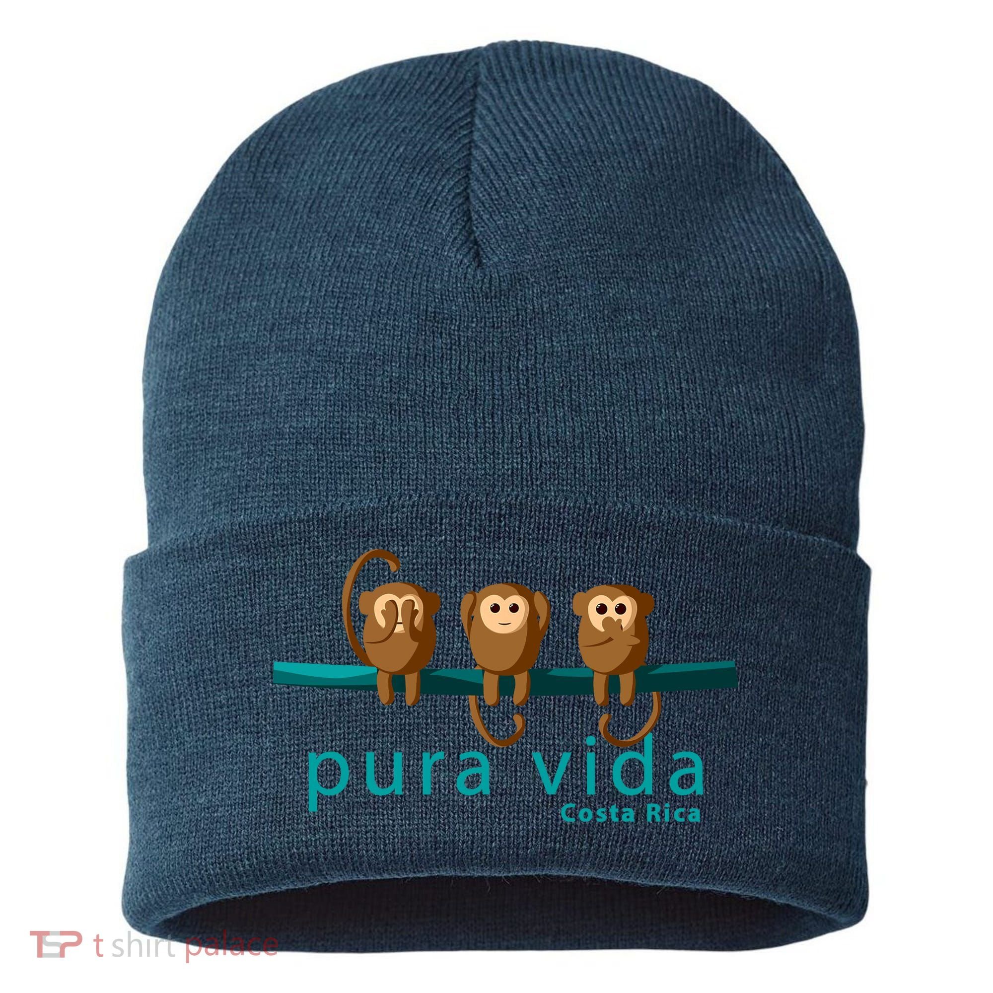Pura Vida Monkeys Costa Rica Sustainable Knit Beanie