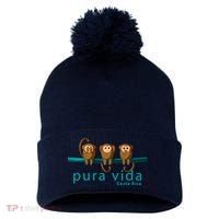 Pura Vida Monkeys Costa Rica Pom Pom 12in Knit Beanie thumb 0